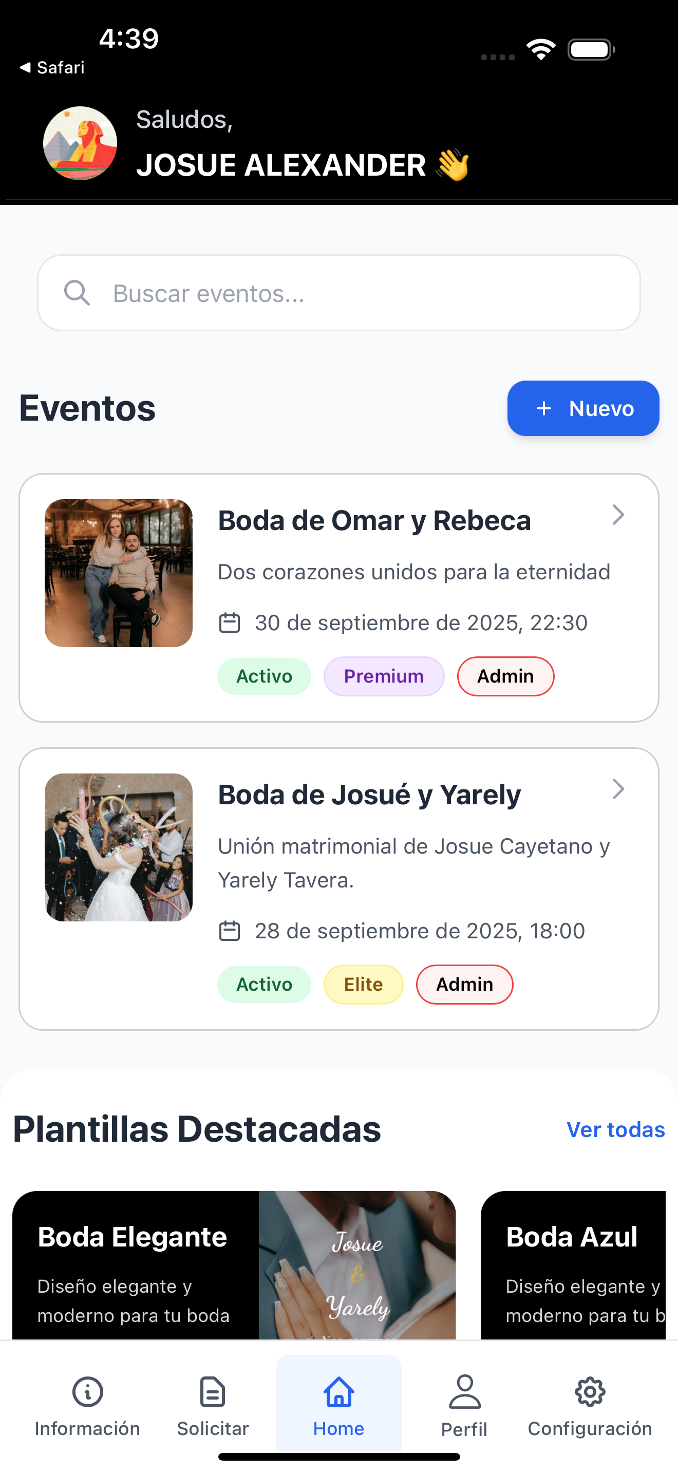 Festiva App Interface